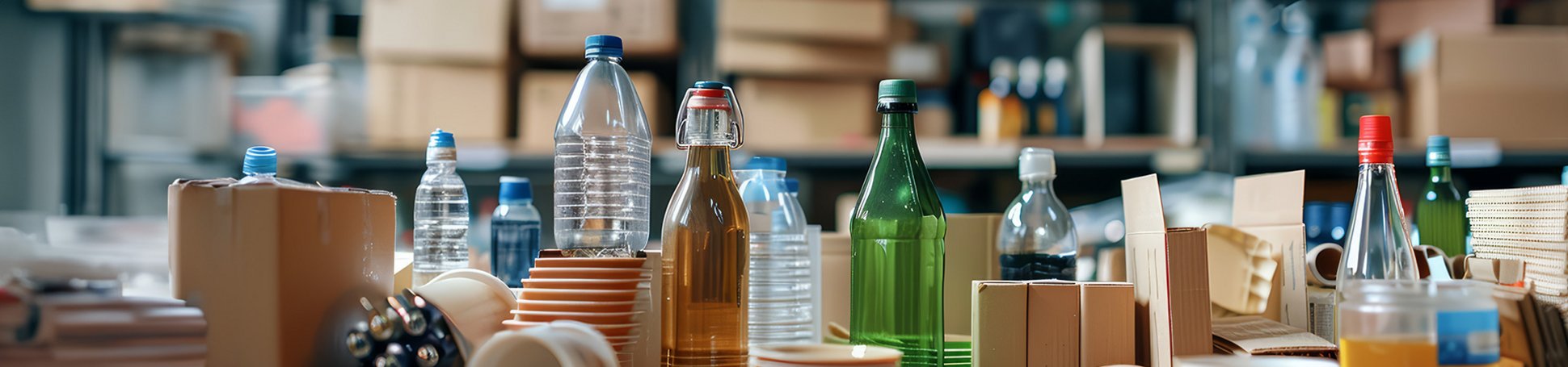 Recycelfähige Materialien auf einem Tisch