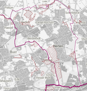 Karte Naturschutzgebiete in Herten