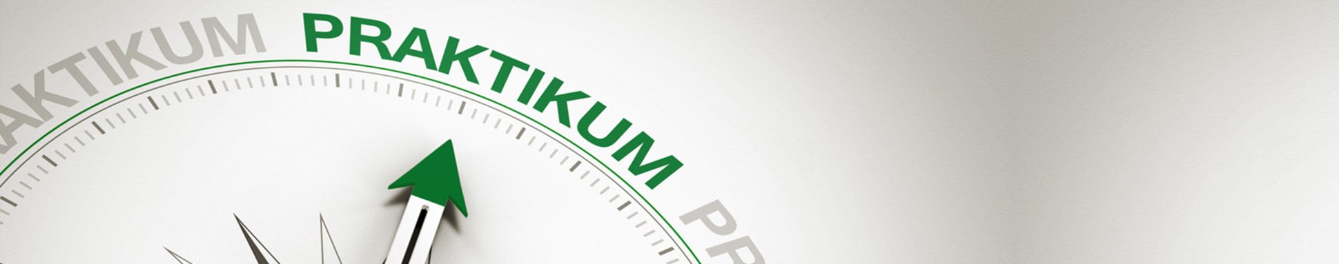 Kompasspfeil zeigt auf das Wort „Praktikum“