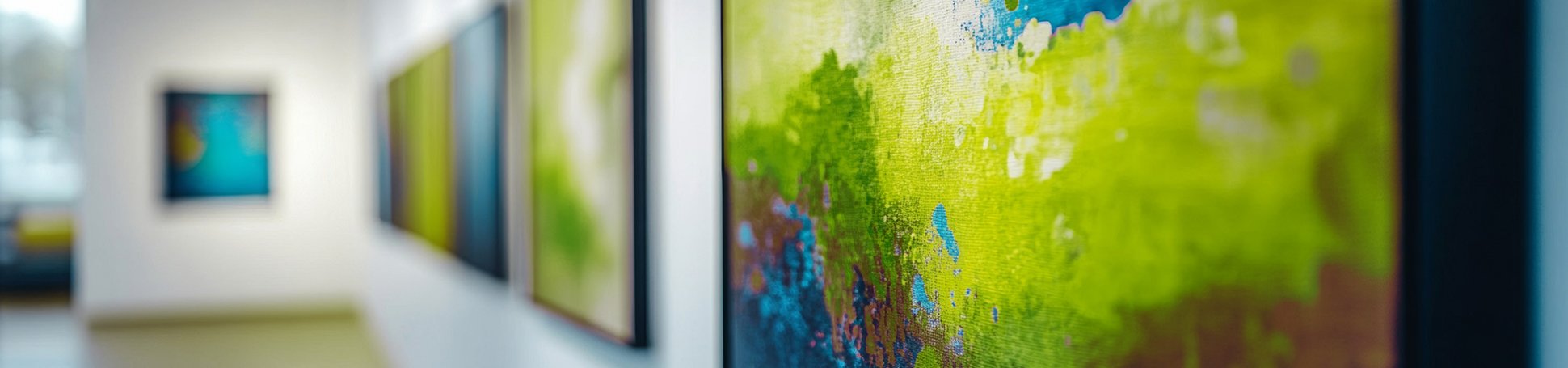 Galerie mit Gemälden an den Wänden