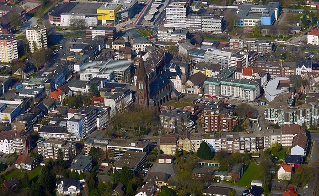 Luftbildaufnahme der Hertener Innenstadt