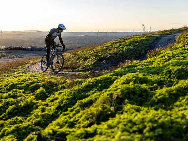 Radfahrer auf der Halde Hoheward