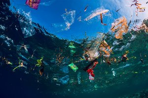 Unterwasserbild mit Plastik