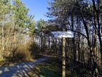 Schild zur Mountainbikestrecke auf der Halde Hoppenbruch