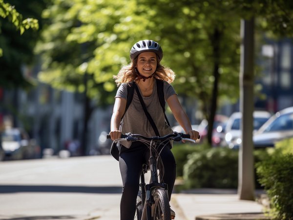 Frau fährt Fahrrad