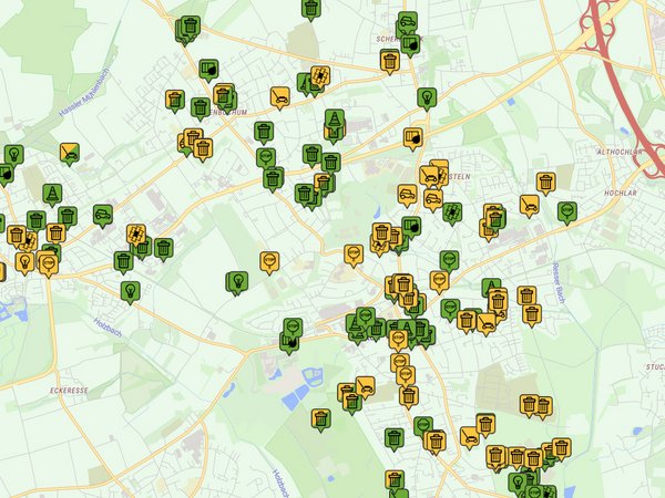 Kartenausschnitt der Stadt Herten