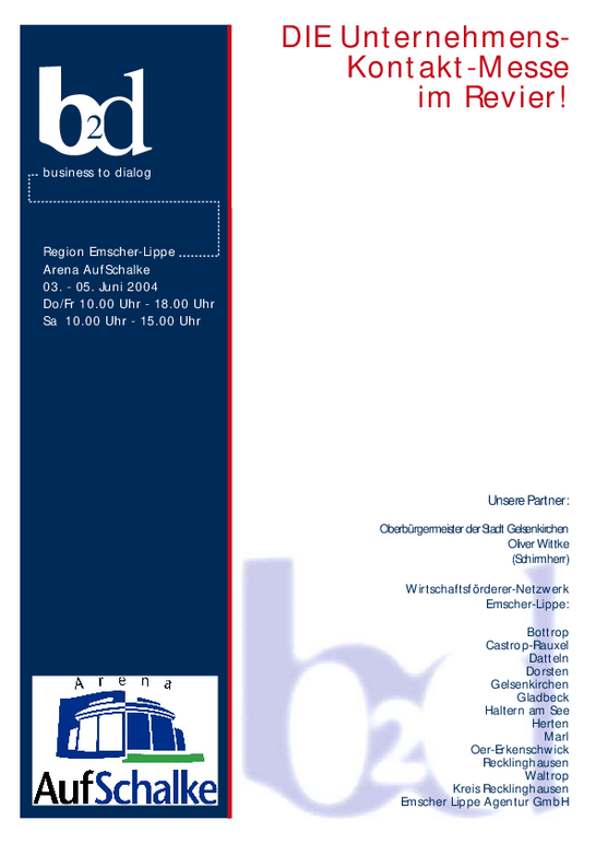 Ausstellerinformationen für die "Business to Dialog" Messe in Gelsenkirchen