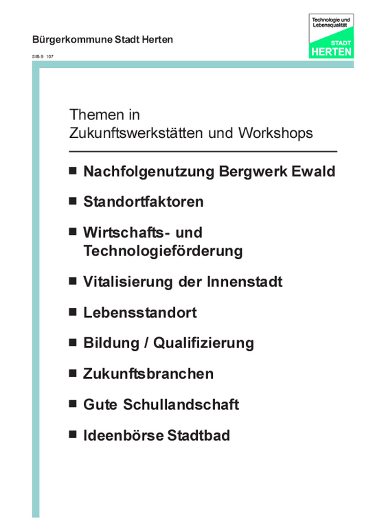 Folie 24: Themen in Zukunftswerkstätten etc.