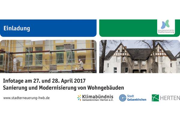 Private Immobilienbesitzerinnen und -besitzer in Hassel, Buer-Nord, Westerholt und Bertlich sind herzlich zu den Infotagen am Donnerstag, 27. April 2017, von 18 bis 20 Uhr und am Freitag, 28. April 2017, von 10 bis 16 Uhr eingeladen.