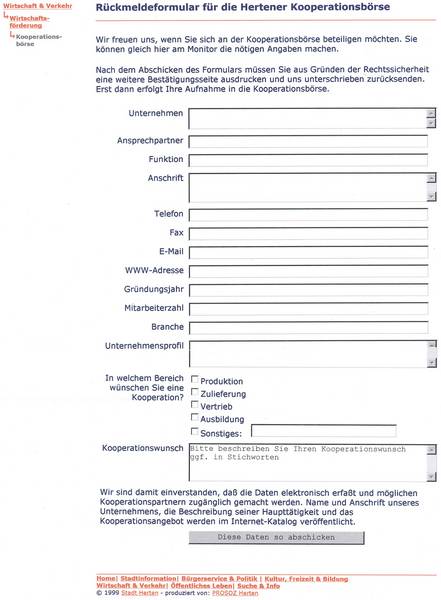 Kooperationsbörse auf der Herten-Homepage
