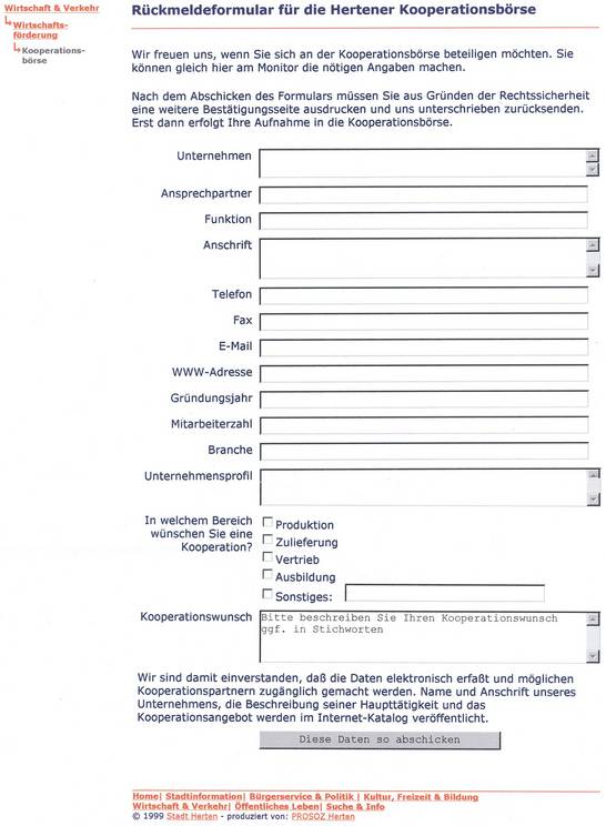 Kooperationsbörse auf der Herten-Homepage