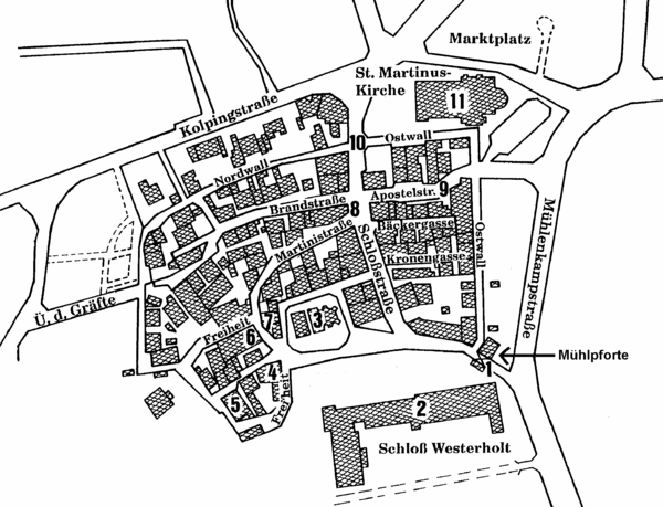 Kartenübersicht über das Alte Dorf in Herten Weste