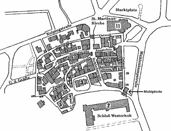 Kartenübersicht über das Alte Dorf in Herten Weste