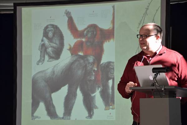 Im Rahmen der KinderUni der CreativWerkstatt verwandelte sich das Glashaus in einen echten Hörsaal. Die Kinder schauten gemeinsam mit dem Zoodirektor Dr. Frank Brandstätter Fotos von den Menschenaffen und lernten eine Menge über die Familienverhältnis