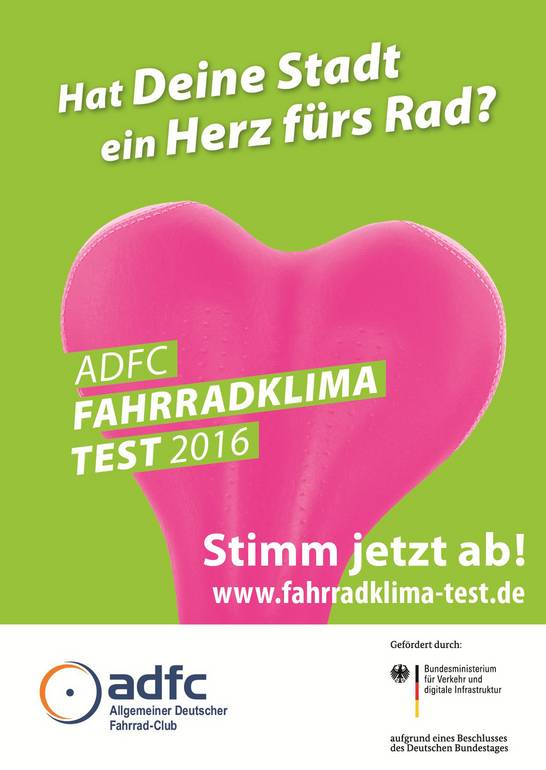 Der ADFC-Fahrradklima-Test ist der Zufriedenheits-Index der Radfahrer in Deutschland. Mehr als 100.000 Bürgerinnen und Bürger haben 2014 mitgemacht und die Situation für Radfahrer in 468 Städten bewertet. Jetzt folgt eine neue Umfrage.