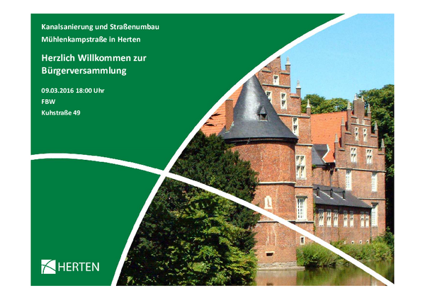 Präsentation zur Bürgerinfo Mühlenkampstraße vom 9. März 2016 Präsentation zur Bürgerinfo Mühlenkampstraße vom 9. März 2016