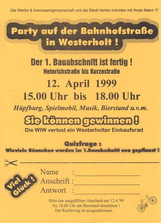 Handzettel "Party auf der Bahnhofstraße (04/99)