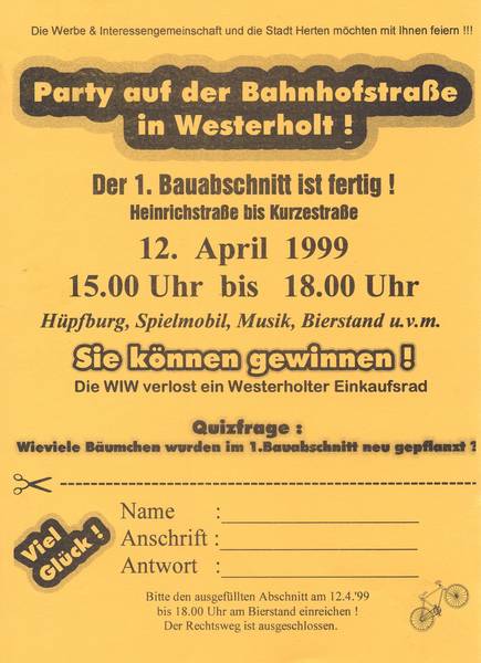 Handzettel "Party auf der Bahnhofstraße (04/99)
